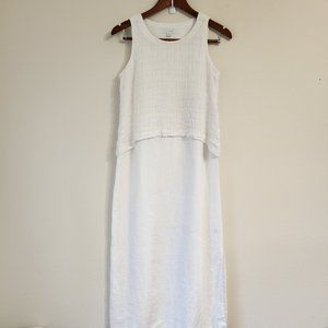 J.Jill Pure Linen Women Sleeveless Maxi Dress Sz XS White, Layer, Slit, Classic